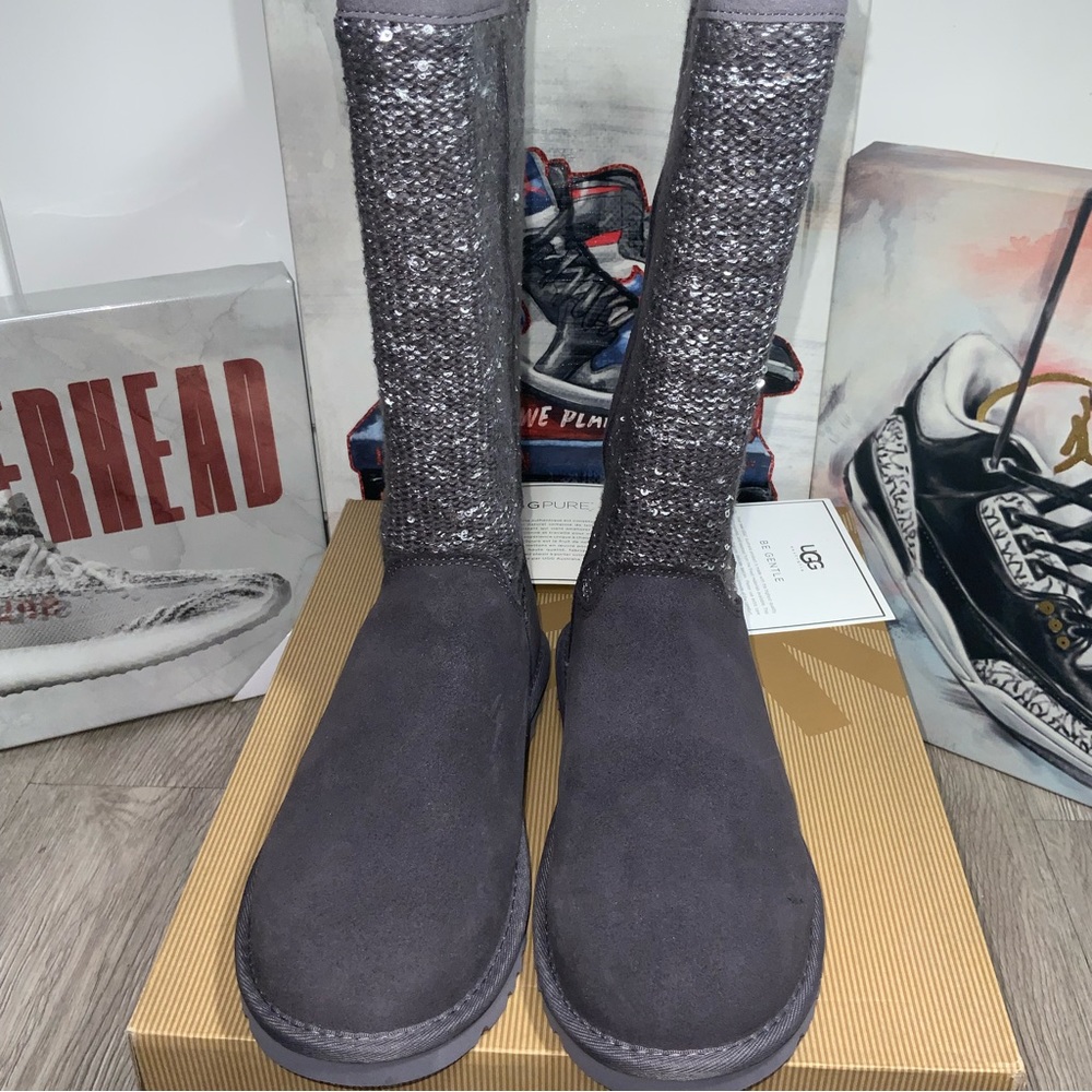 New UGG Australia Womens Camaya Boot Leather Tall Boot Charcoal Size 5 - Picture 14 of 16